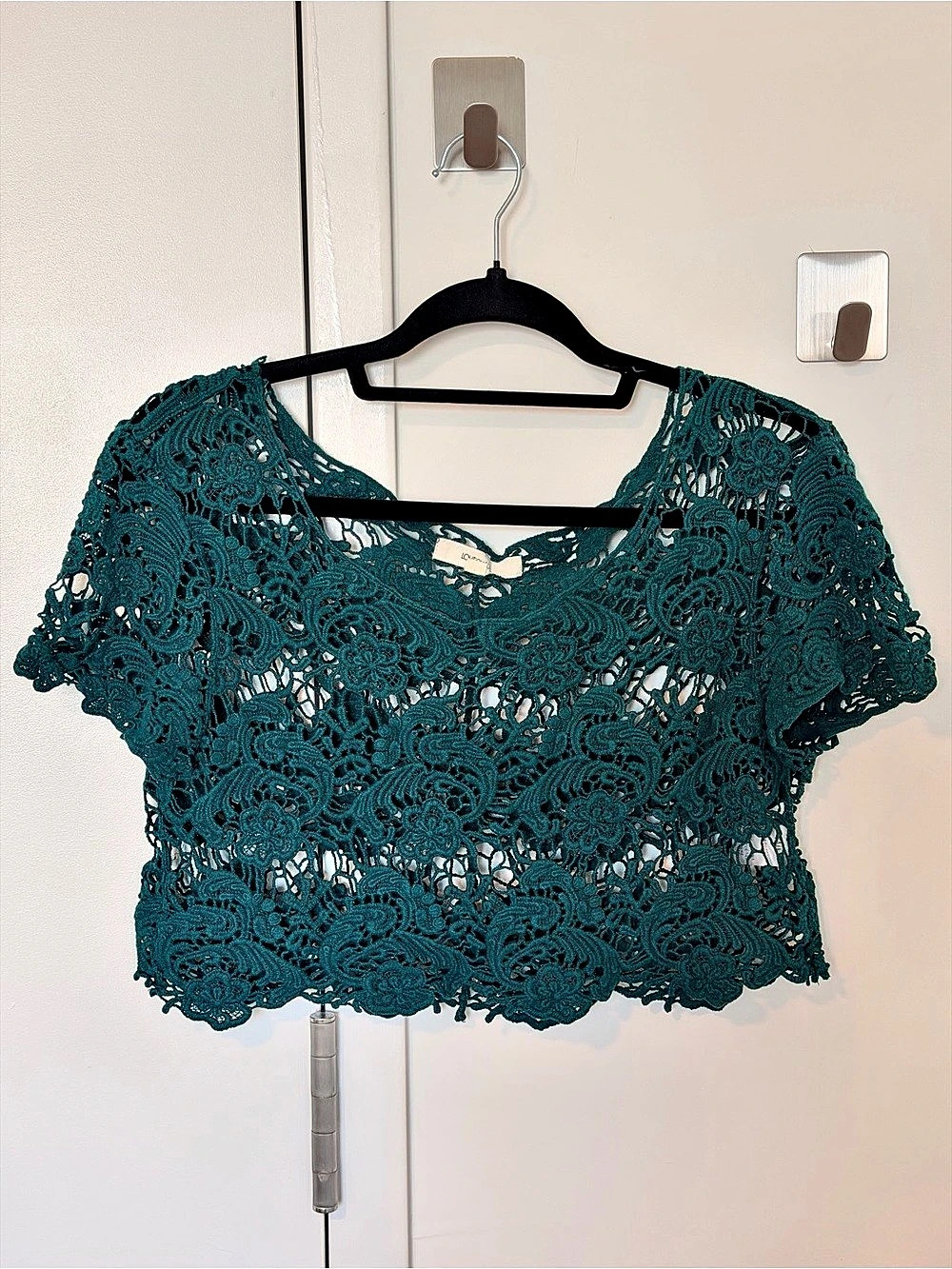 Love Culture Green Crochet Lace Crop Top